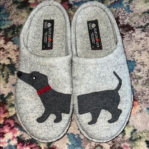 Haflinger Light Gray Dog Design Slippers